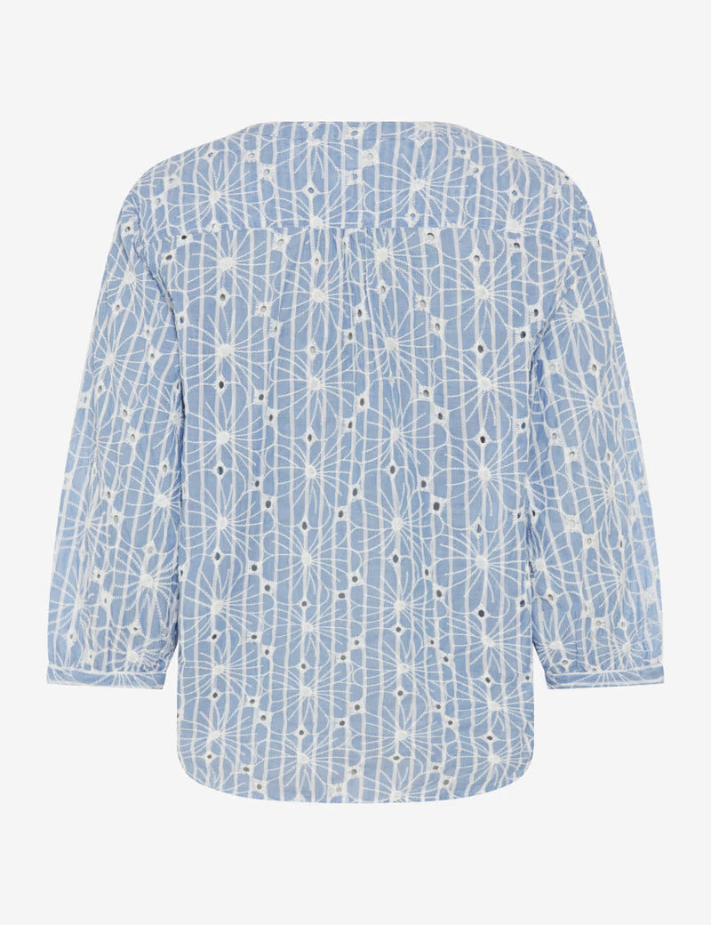 Velia Light Blue Embroidered Cotton Shirt | Brax