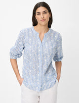 Velia Light Blue Embroidered Cotton Shirt | Brax