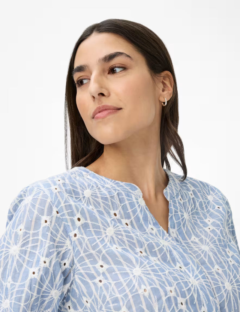 Velia Light Blue Embroidered Cotton Shirt | Brax