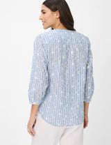 Velia Light Blue Embroidered Cotton Shirt | Brax