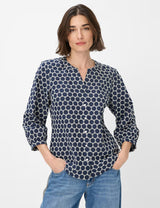 Velia Navy Embroidered Cotton Shirt | Brax