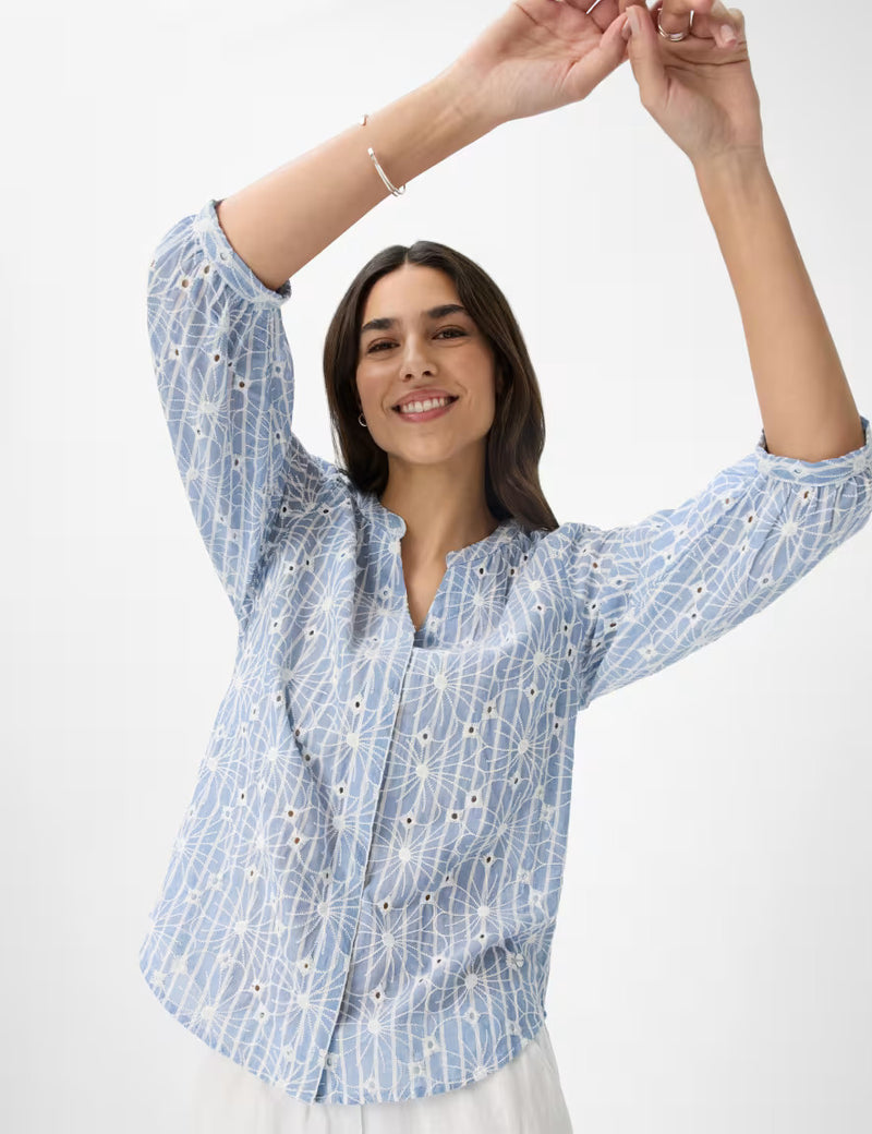 Velia Light Blue Embroidered Cotton Shirt | Brax