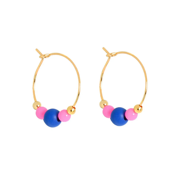 Pink and Navy Colourpop Earrings | Cockatoo