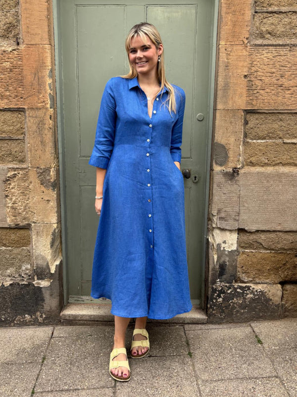 The Blue Mamma Midi Linen Dress | Sartoria Saracena