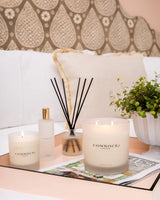 Kukui Oil 3-Wick Candle | Connocks at Sarah Thomson Melrose | Displayed on a tray with other home fragrances