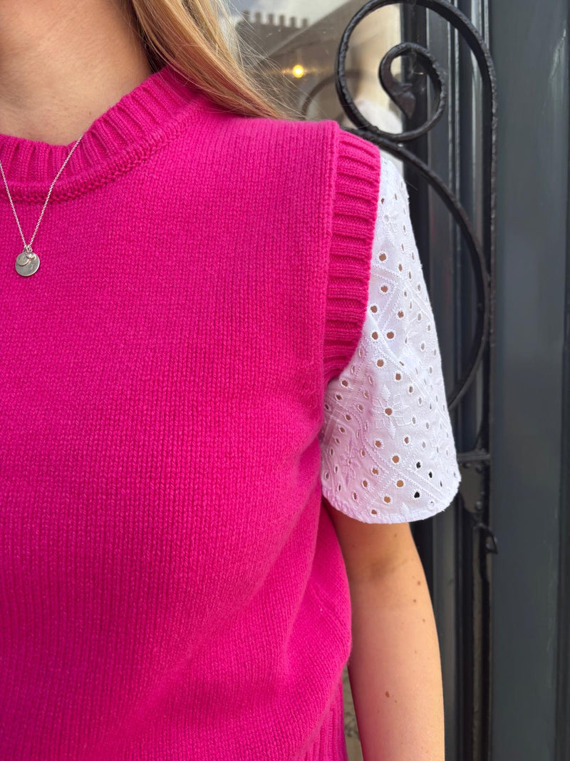 Geelong Lambswool Tank Top in Punk Pink | Sarah Thomson