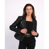 Soraya Black Studded Leather Belt | Amsterdam Heritage