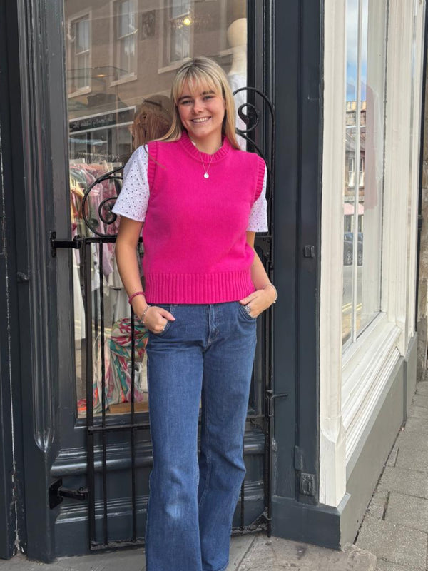Geelong Lambswool Tank Top in Punk Pink | Sarah Thomson
