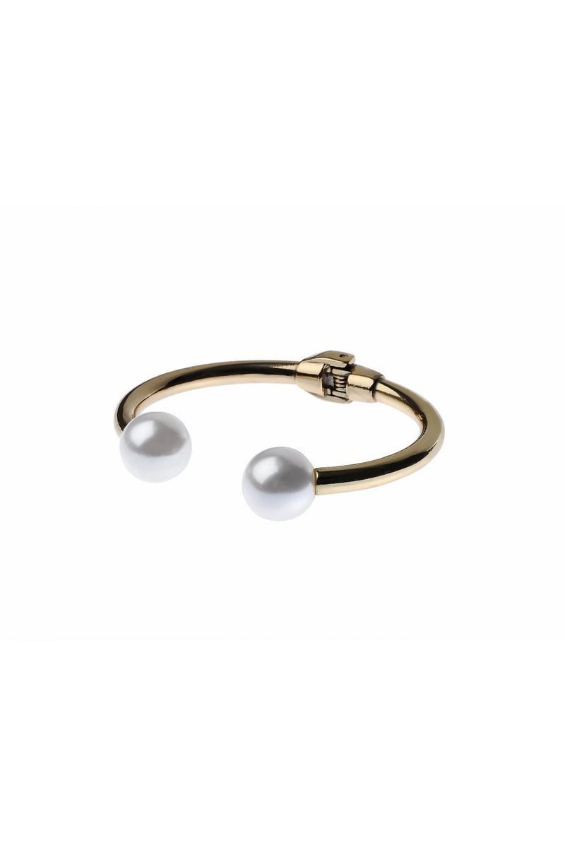 Gold Cuff With 2 Pearls