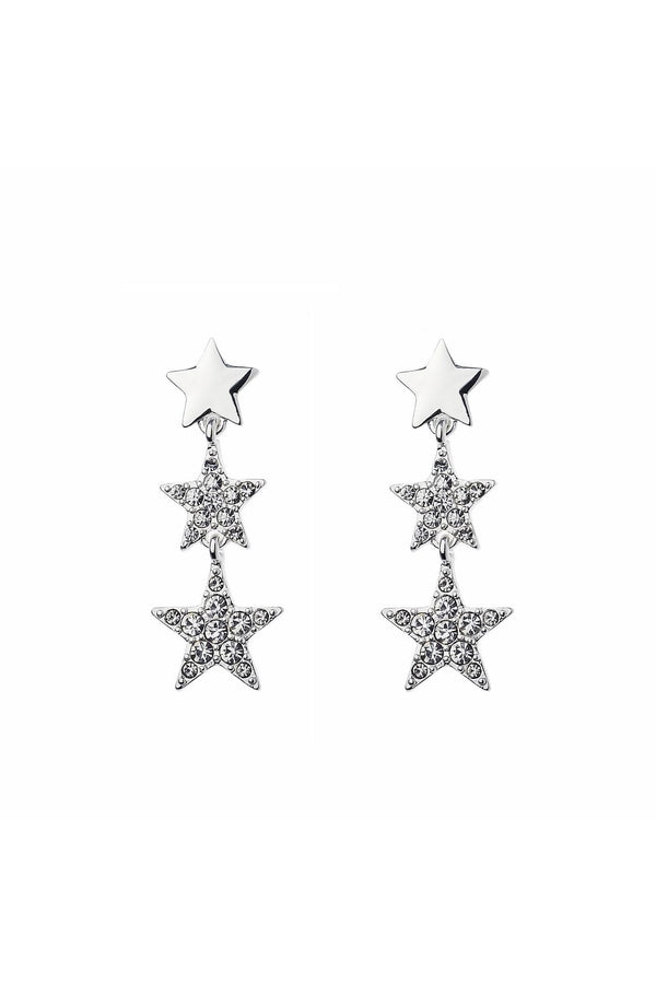 Three drop Star Star Earring with Crystal Stone