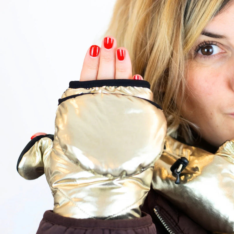 Gold Convertible Mittens | Fudoon