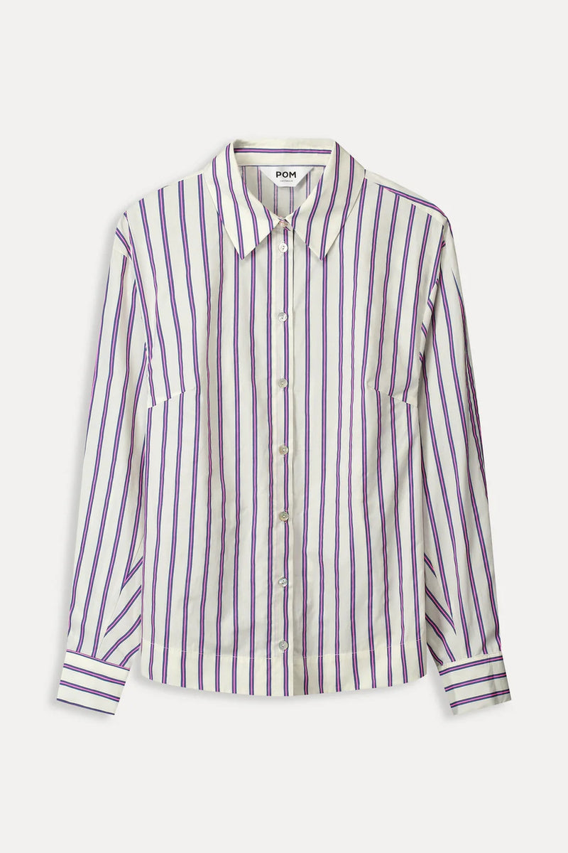 Striped Poplin Cream Blouse | POM Amsterdam