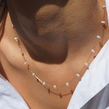 18k Gold Plated Pearl Stationed Chain Necklace | Orelia Jewellery