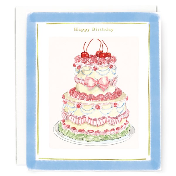 "Happy Birthday" on Vintage Cake Card | Susan O'Hanlon at Sarah Thomson Melrose