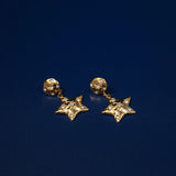 18k Gold Plated Statement Molten Star Embellished Drop Earrings | Orelia Jewellery