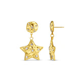 18k Gold Plated Statement Molten Star Embellished Drop Earrings | Orelia Jewellery
