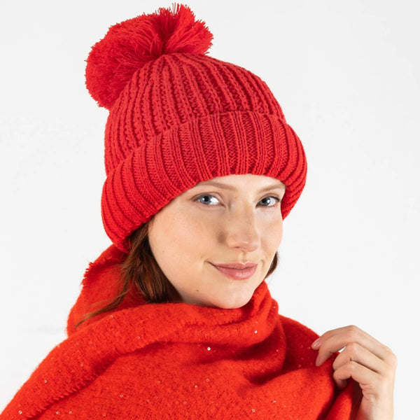 Ribbed Knit Bobble Hat | Dents