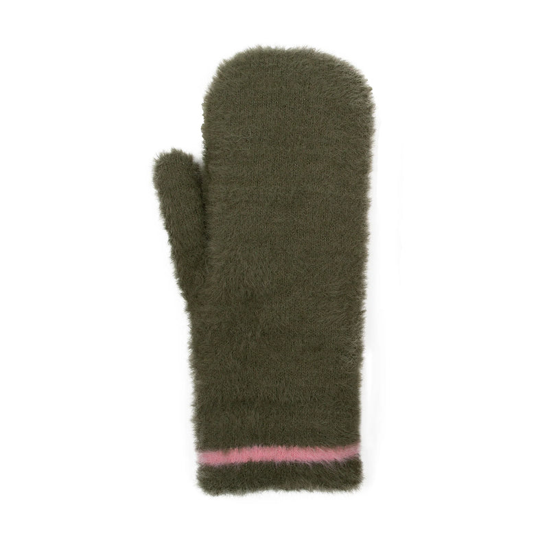 Feather Yarn Mittens with Contrast Stripe | Dents
