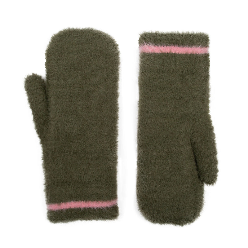 Feather Yarn Mittens with Contrast Stripe | Dents