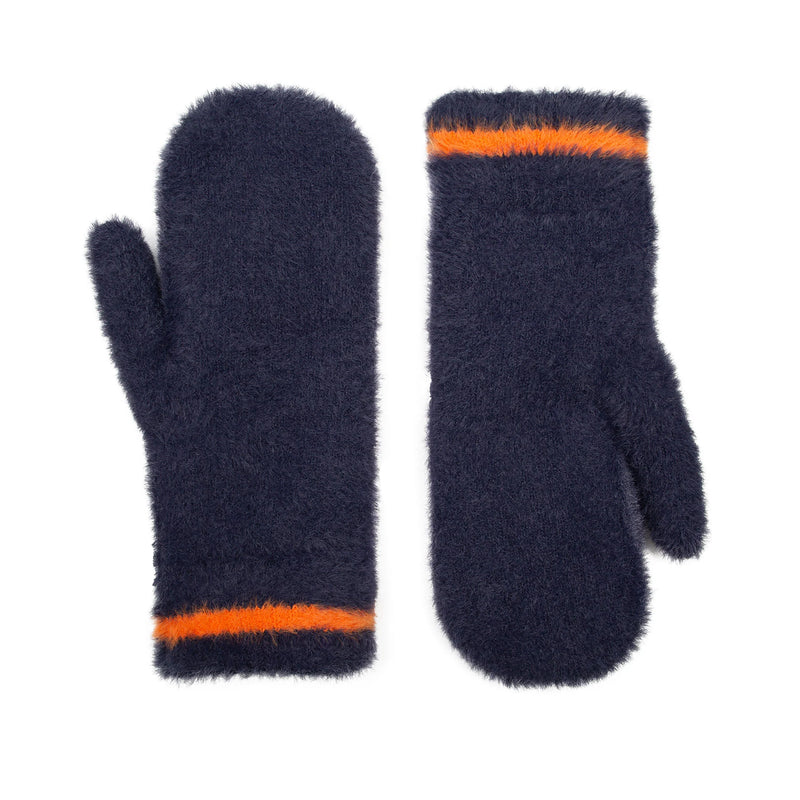 Feather Yarn Mittens with Contrast Stripe | Dents