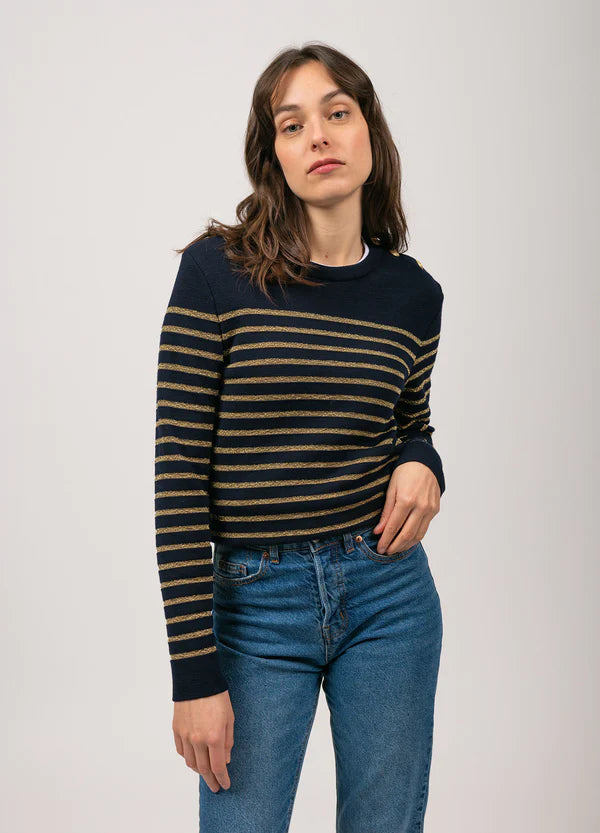 Maree II Navy Glitter Striped Jumper | Saint James