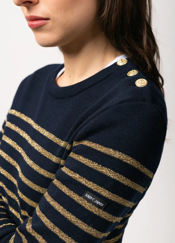 Maree Navy Glitter Striped Jumper | Saint James