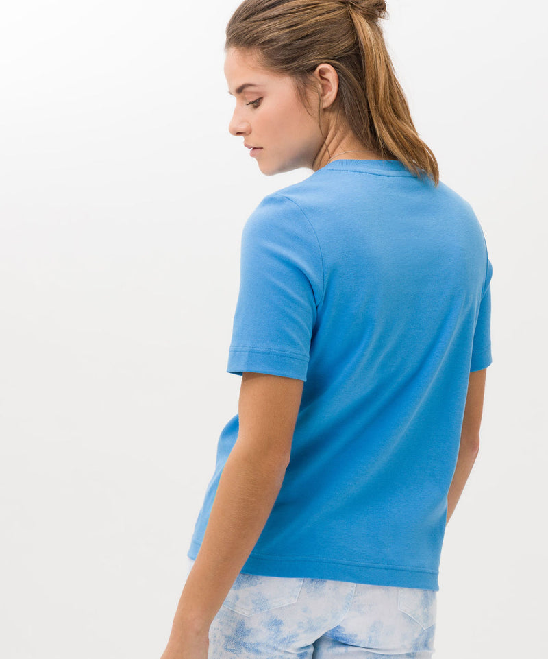 Cira Round Neck T-Shirt in Bright Blue | Brax | Sarah Thomson Melrose Ladies Fashion