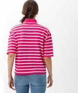 Sarah Thomson x Brax S/S22 - Clea Striped Polo Tee in White and Pink