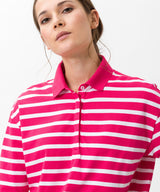Sarah Thomson x Brax S/S22 - Clea Striped Polo Tee in White and Pink