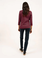 Galathée Striped Sailor Top in Navy and Red from the back | Saint James | Sarah Thomson 