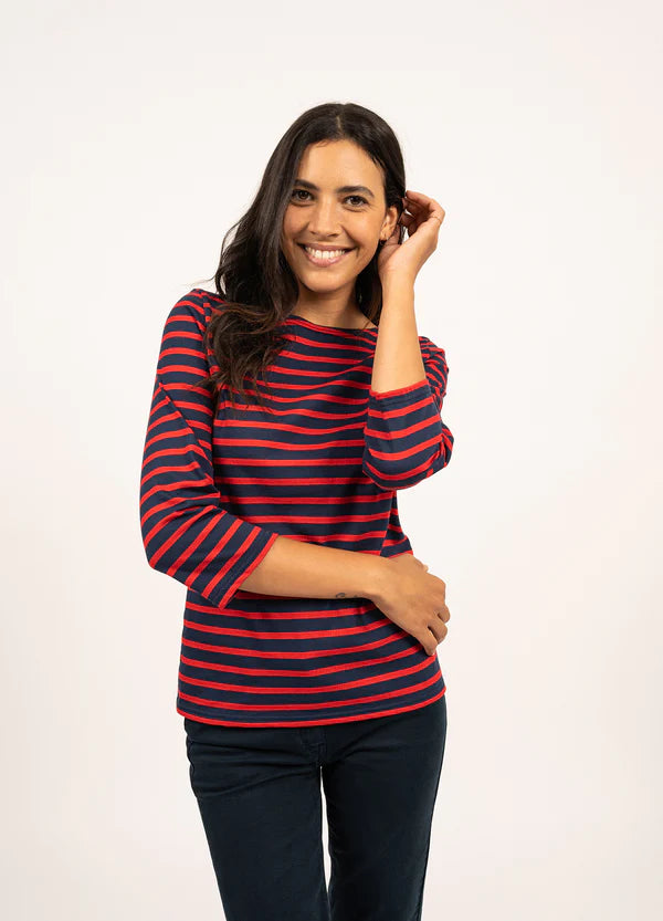 Galathée Striped Sailor Top in Navy and Red | Saint James | Sarah Thomson 