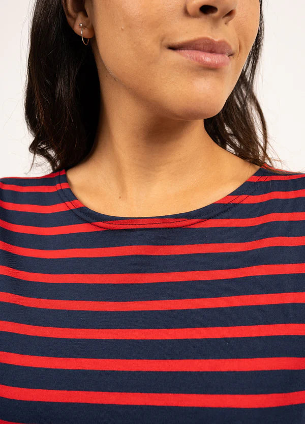 Galathée Striped Sailor Top in Navy and Red | Details | Saint James | Sarah Thomson 