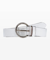Metallic silver leather belt with silver buckle - Brax A/W21 