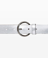 Metallic silver leather belt with silver buckle - Brax A/W21