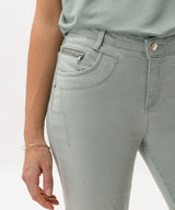 Shakira Skinny Jeans in Matcha Green | Brax | Sarah Thomson Melrose | Zip Detail on Pocket