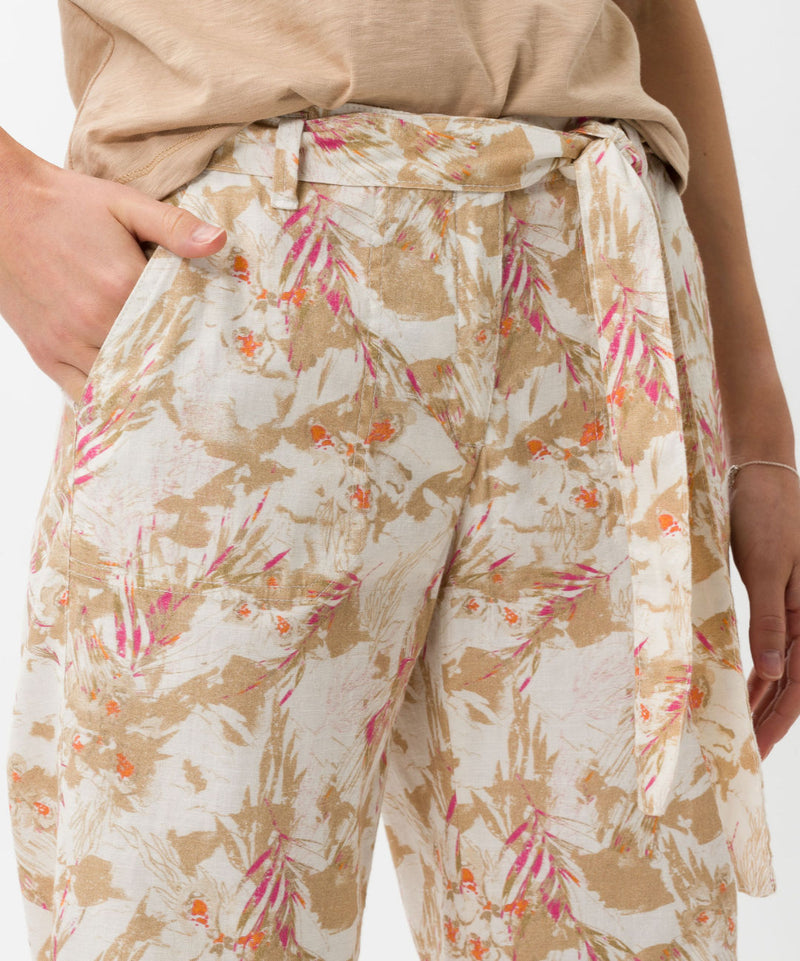 Sarah Thomson x Brax S/S 22 - Maine 7/8 Tropical Print Linen Culottes