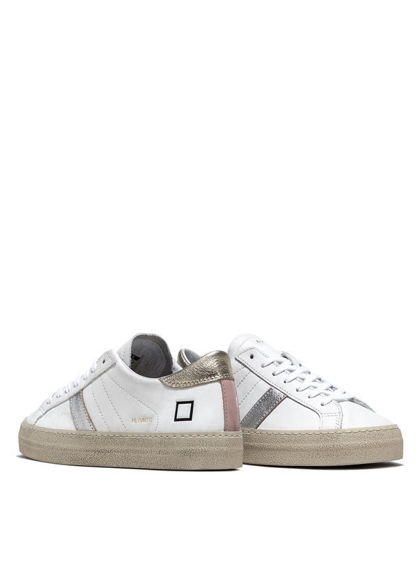 Hill Low Vintage Calf White-Platinum Trainers | D.A.T.E Sneakers