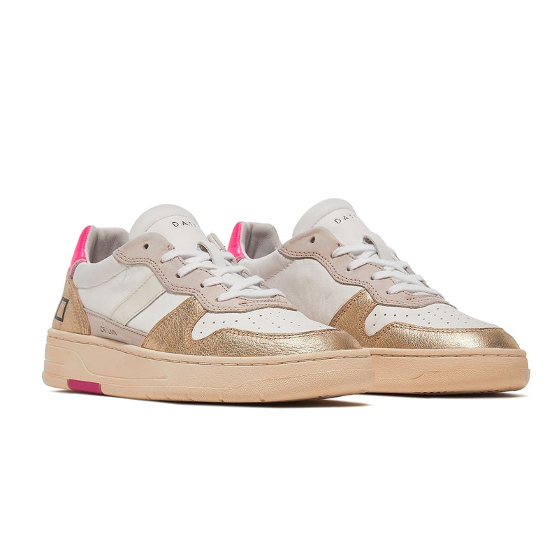 Court 2.0 Pink and Gold Trainers | D.A.T.E Sneakers at Sarah Thomson | Vintage Fashion Trends