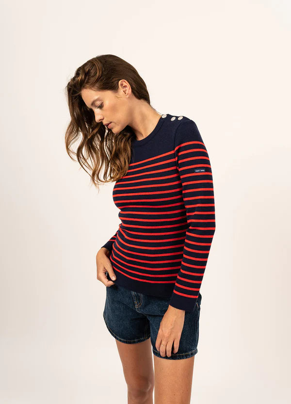 Mareé II R Jumper in Navy and Coral | Saint James at Sarah Thomson 