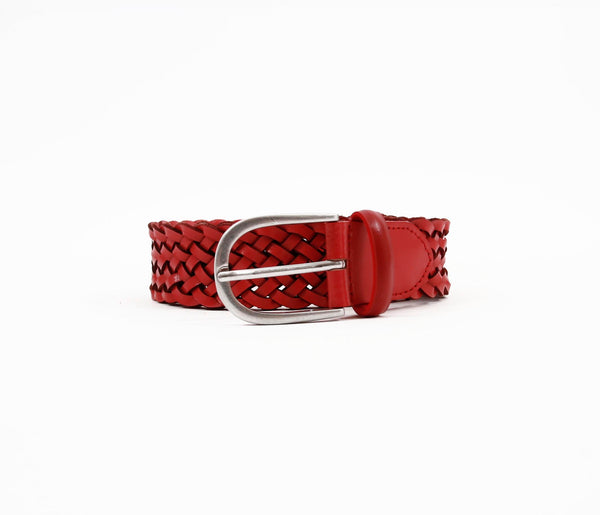 Brax Classic Braided Belt Leather Belt in Red
