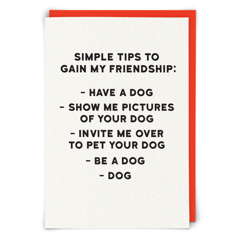 Simple tips to gain my friendship... Card | Redback
