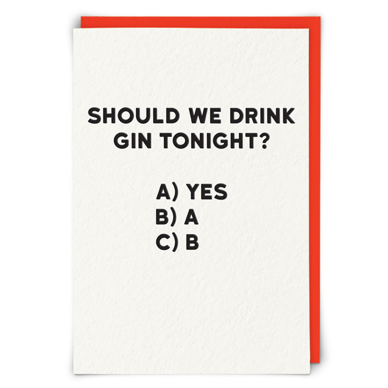 Should we drink gin tonight? Card | Redback