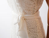 V-Neck Cream Short Sleeve Lace Dress