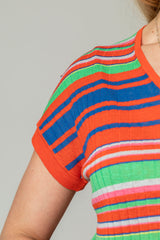 Bright Stripe Silk and Linen T-Shirt | Esthēme Cachemire | Sarah Thomson Melrose | Sleeve Details