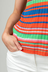 Bright Stripe Silk and Linen T-Shirt | Esthēme Cachemire | Sarah Thomson Melrose | Stripe Details 
