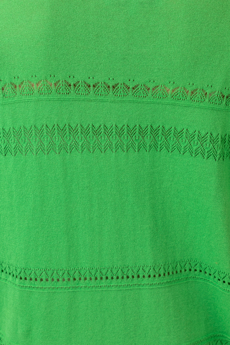 Pointelle Knit Jumper V-Neck in Mojito Green | Esthēme Cachemire | Sarah Thomson | Fabric details