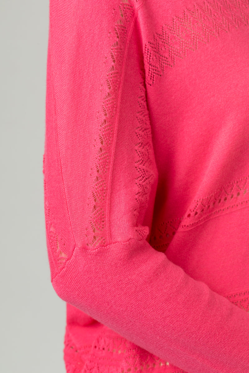 Pointelle Knit Jumper V-Neck in Bubble Gum Pink | Esthēme Cachemire | Sarah Thomson Melrose
