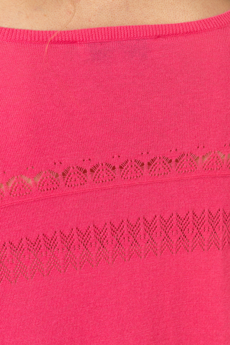 Pointelle Knit Jumper V-Neck in Bubble Gum Pink | Esthēme Cachemire | Sarah Thomson | Details 