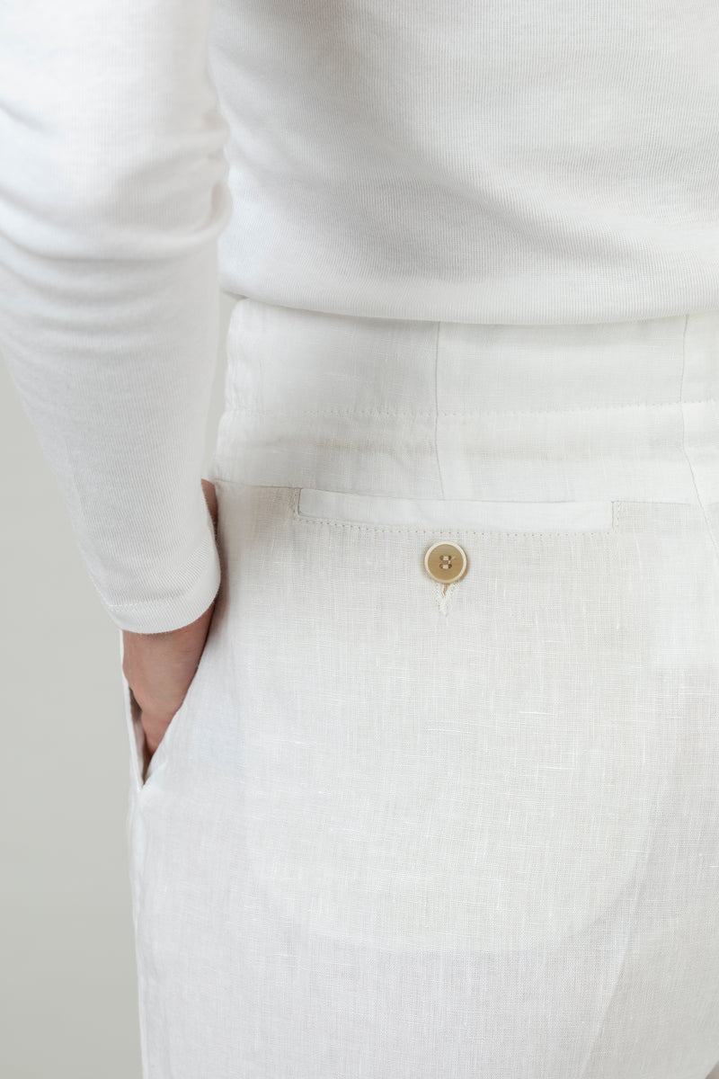 Maine S White Cropped Linen Trousers | Brax