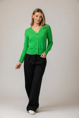 Apple Green Bright Cashmere Cardigan | Esthēme Cachemire | Sarah Thomson Melrose | Style with Maine Trousers from Brax